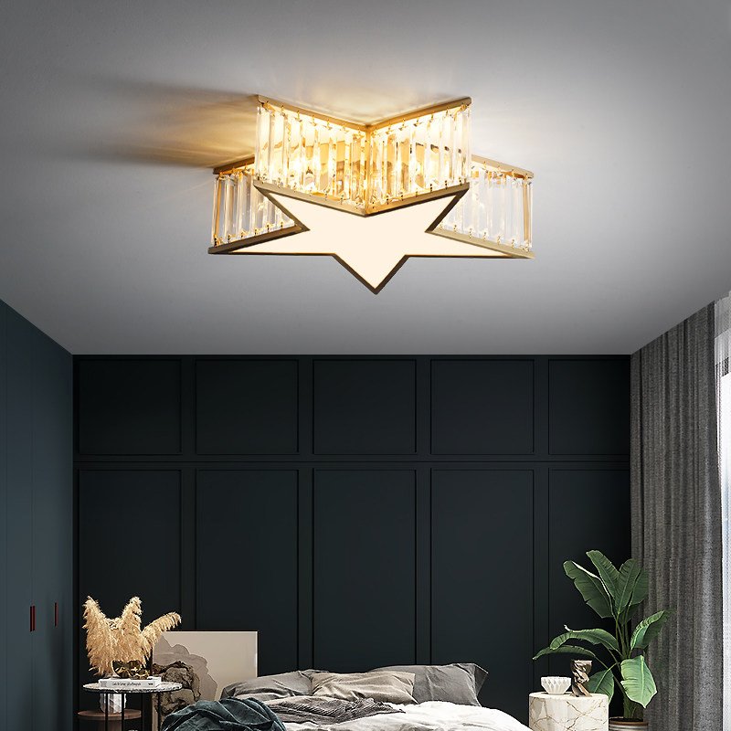 American creative suction top light bedroom lamp light and warm water crystal light pentagram children house lamps modern minima