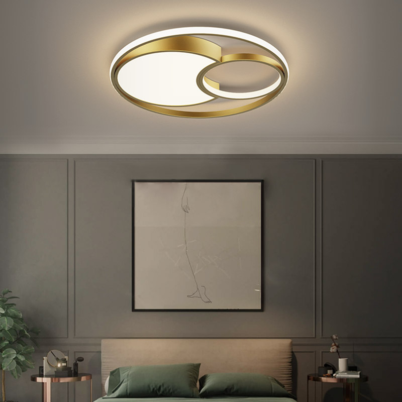 Minimalist modern light and luxurious home bedroom lamp cozy romantic Nordic creative round master bedroom full copper suction light