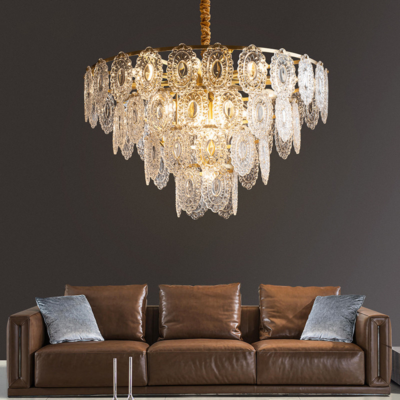 Full Copper Living Room Chandelights Modern Lighting Net Red main bedroom Dining Hall Light Lavish Crystal Lamps 2022 New