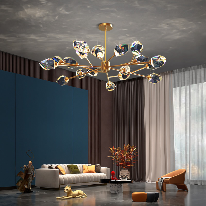 Living room chandelie 2022 New full copper rear modern Ice Ringling corner light extravagant Crystal dining room Master bedroom Lamp package