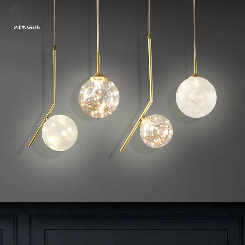 Full Star Magic Bean Lamp Bedroom bed Headlights bar Aisle Nordic Light Lavish Minimalist Creative Personality Full Copper Small Chandelia