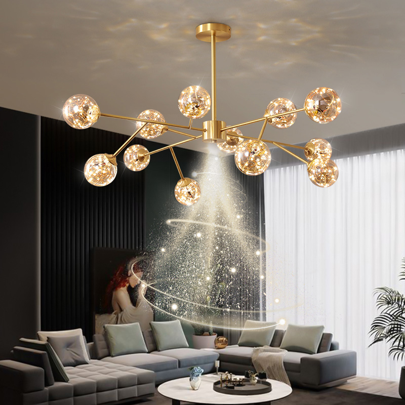 Light extravagant full copper full of stars Living room chandeliers Nordic modern minimalist dining room Magic Bean Molecular Lights 2022 New