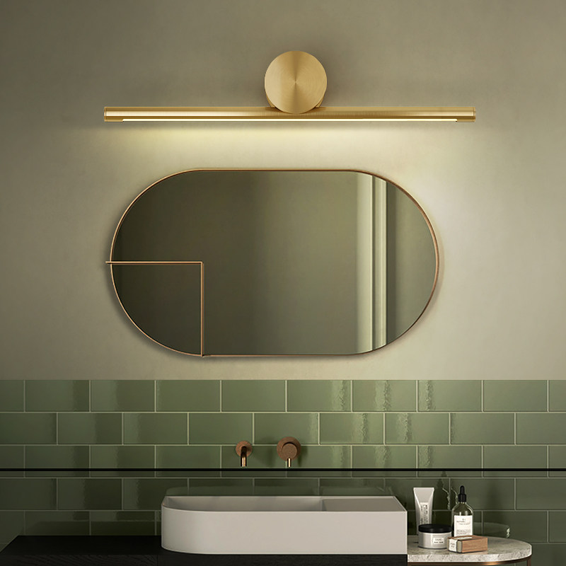 Full Copper Bathroom Mirror Front Light Led Mirror Lamp Makeup Room Mirror Cabinet Special Extremely Minimalist Modern Waterproof Makeup Dresser