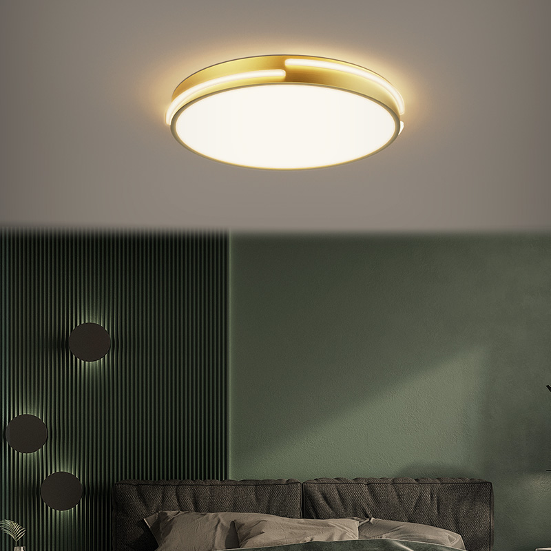 Total Copper Nordic LED Living Room Lamp Round Bedroom Room Balcony Ultra Slim Ceiling Lamp Modern Minima Walkway Lamp