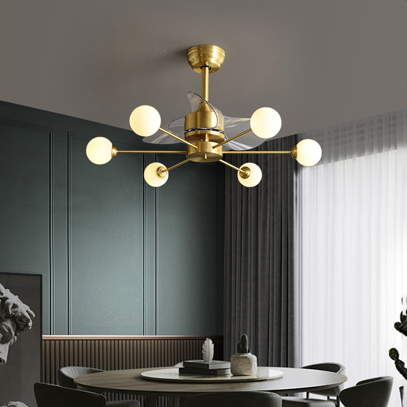 Nordic living room chandelier Invisible ceiling fan lamp Dining room lamp Magic Bean Modern simple bedroom household integrated ceiling fan lamp