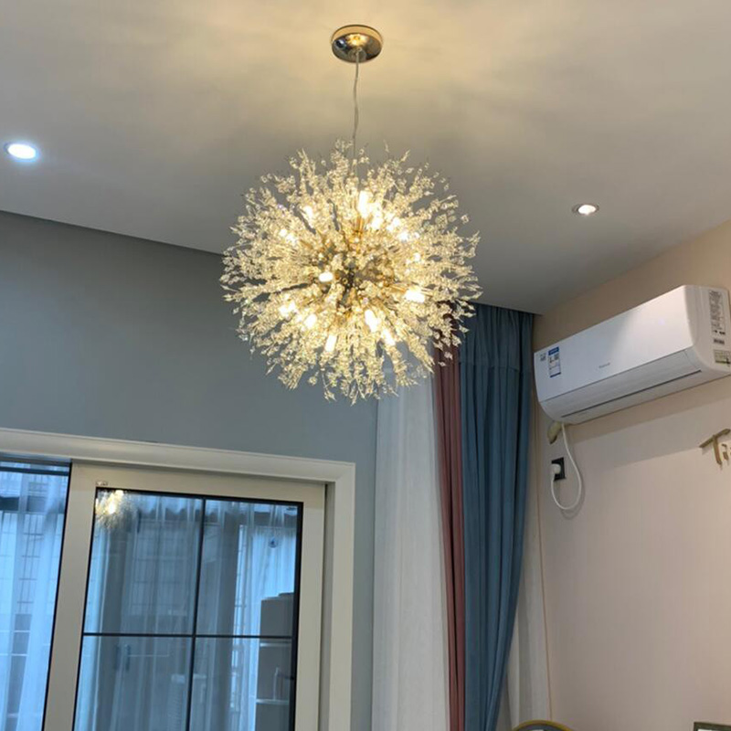 Dandelion Crystal Dining Hall Chandelia Nordic Art Creative Personality Online Red Fireworks Bedroom Light Living Room Light Lavish Lamps