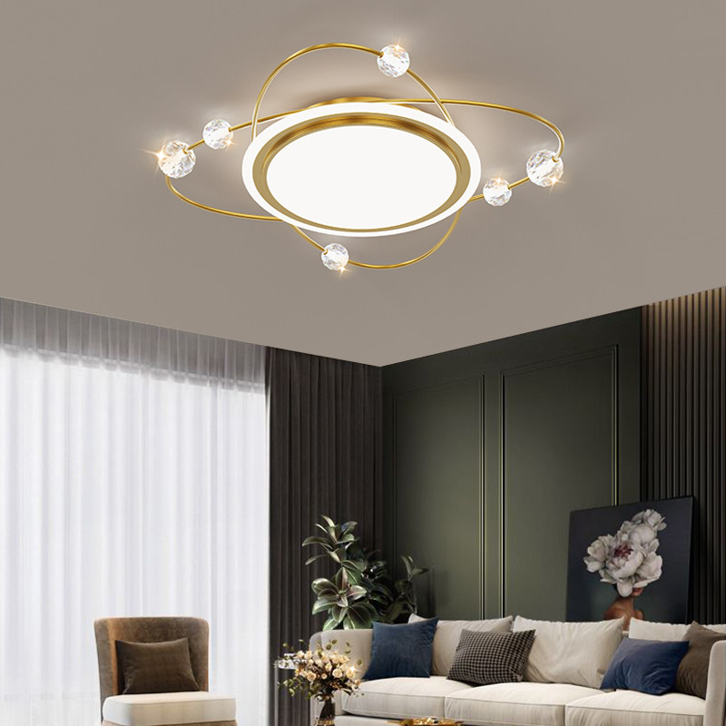 Nordic Lamps Full Copper Bedroom Suction Dome Light Rear Modern Minima Light Lavish Living-room Light Crystal Dining Room Lamp Suction Pendant