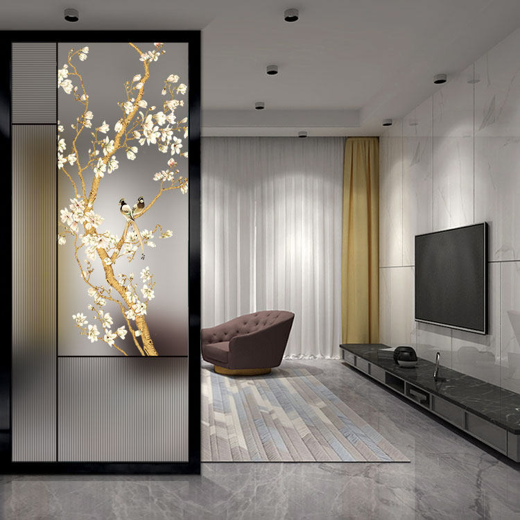 Light extravagant simple modern household mobile glass screen porch partition decoration living room bedroom shielding light transmission