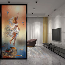 Modern European screen partition into the home mobile simple living room entrance cabinet background wall frosted double-sided glass folding screen