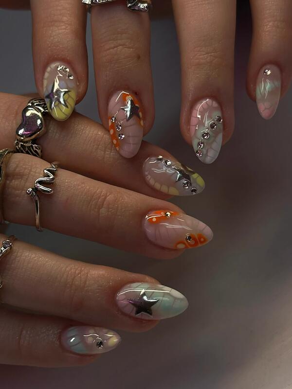 Ugg Hot Girl Nails ""Surden""New Niche Asian Hot Girl Colorful Crocodile Pattern Metal Star Stickers Diamonds""""""" Ugg Hot Girl Nails ""Surden""New Niche Asian Hot Girl Colorful Crocodile Pattern Metal Star Stickers Diamonds"""""""