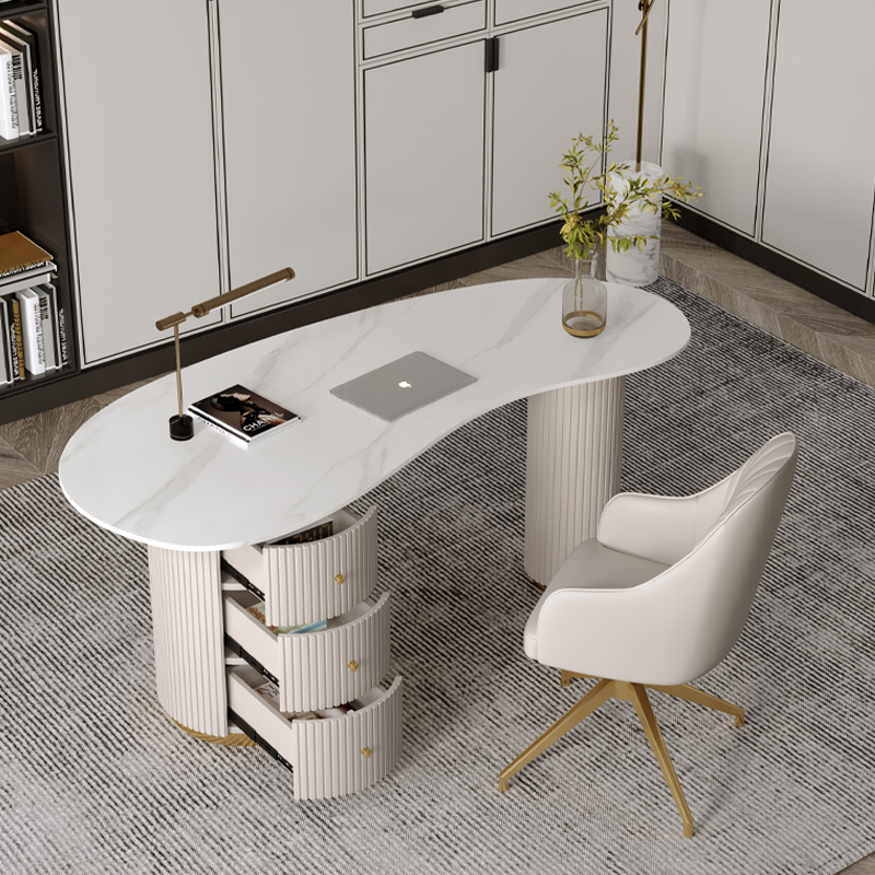 Light Luxury Slate-Shaped Office Computer Desk, Designer Desk, Beauty Salon, Medical Beauty Consultation Room, Reception Desk and Chairs