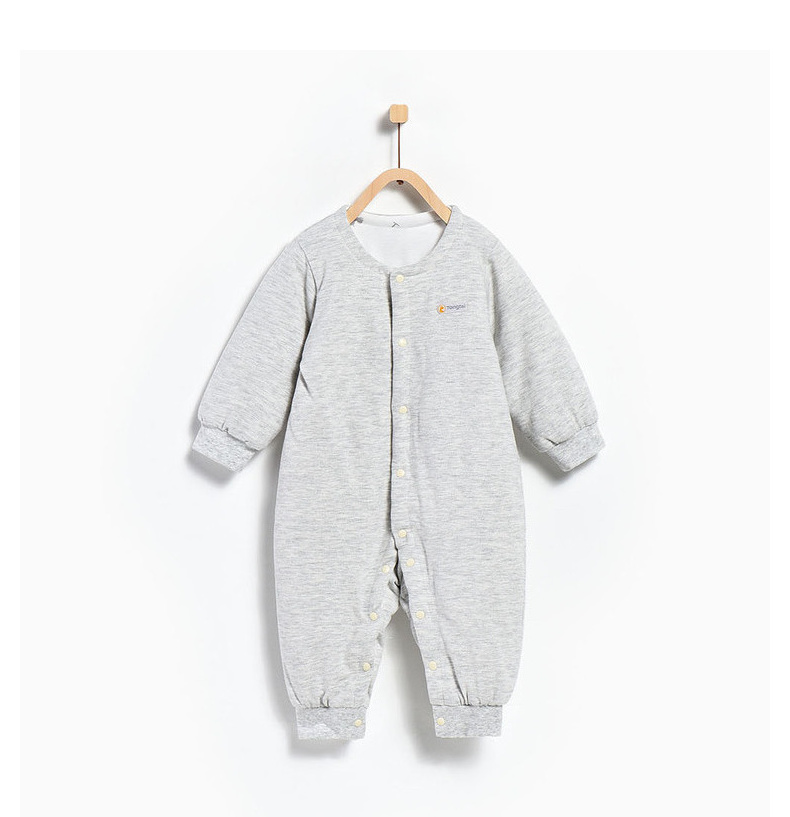 Tong Tai mùa thu và mùa đông mới bé cổ tròn jumpsuit cotton mỏng 3-18 tháng nam và nữ bé tay dài mở haber romper áo liền quần có tất baby