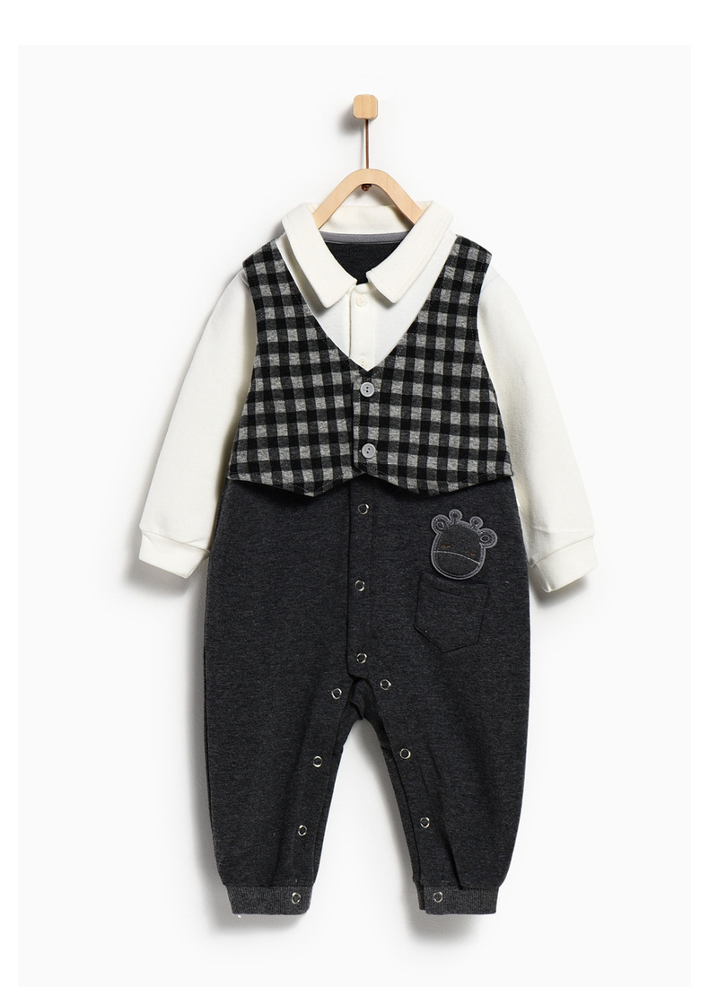 Tống Tai mùa thu bé trai mới ra khỏi vạt áo giả hai mảnh jumpsuit 5-24 tháng bé trai áo dài romper bán quần áo trẻ em