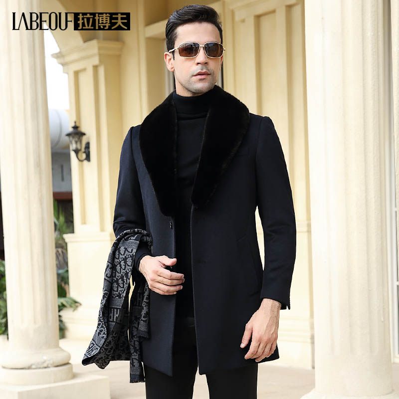 Labov Grand coat men's medium long version of wool What is easy for the middle-aged man to handle a comfortable man's wool jacket