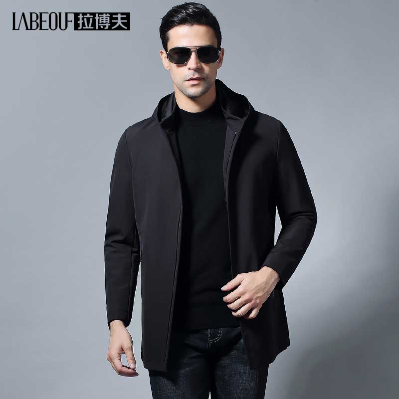 LaBeouf windbreaker men's thin section middle-aged casual windbreaker light luxury hooded easy care autumn casual jacket men