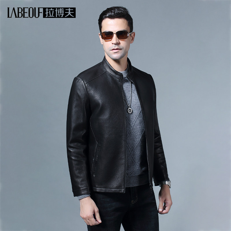 Labov Genuine Leather Leather Clothing Men's Collar Leather Jacket Light Extravagant Style Business Middle Aged Autumn New Leather Jacket