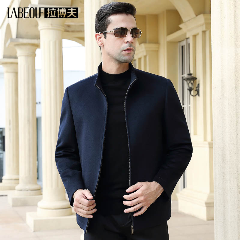 Rabov jacket male middle-aged pure color-collar casual coat middle-long anti-wrinkle spring windwear Jack