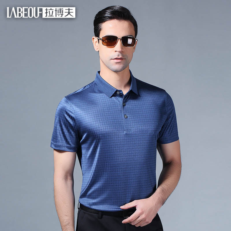 Labov Men Mulberry Silk T-shirt Business Casual Large Size Loose Breathable Comfort Summer Short Sleeve Men 2022
