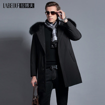LaBov 2020 winter down jacket male fox fur collar duck down middle-aged padded velvet warm windbreaker coat