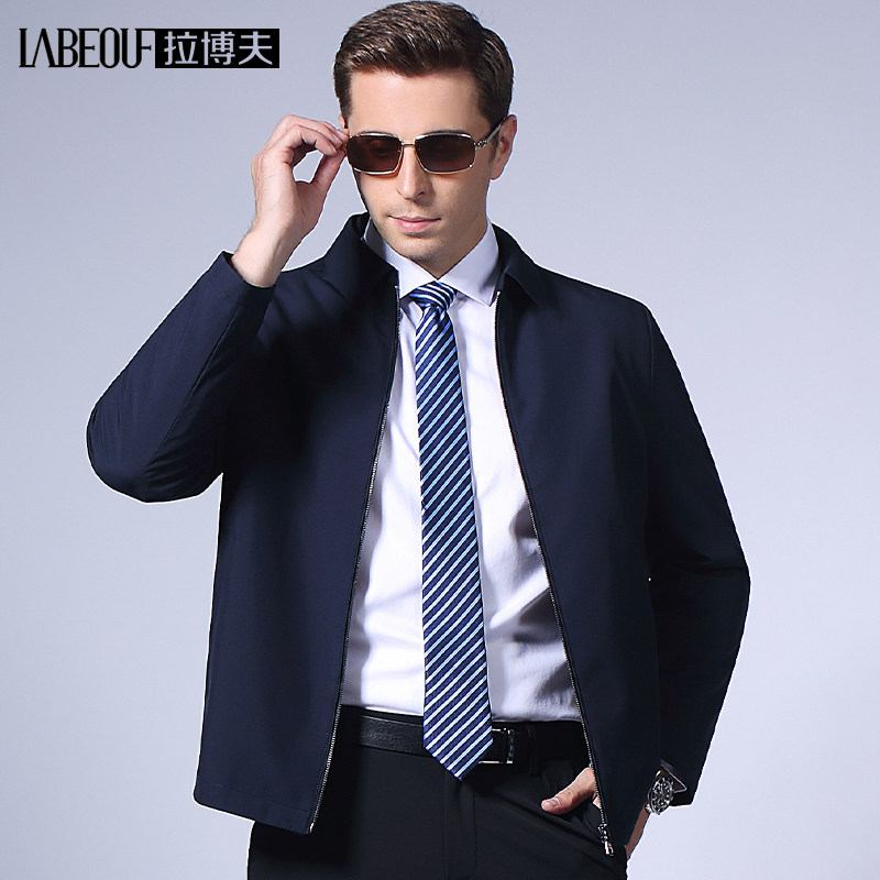 Rabov Spring coat for men and elderly business leisure tops civil servant pure color simple men's jacket