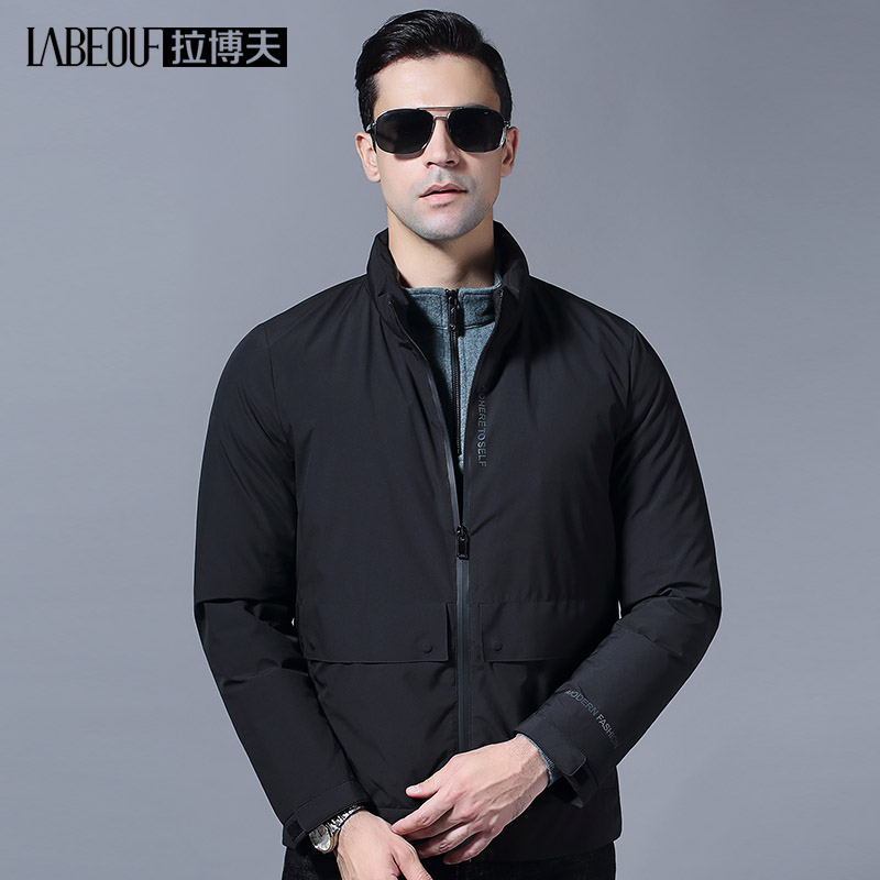 Labouf down jacket men middle-aged men's white goose down lapel mid-length business casual solid color autumn and winter jacket