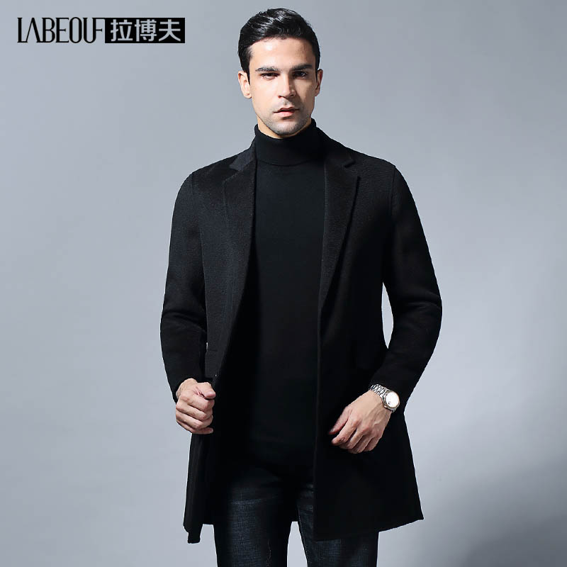 Labov Grand coat men's Inn Wind Leisure plush coat in the long version of the capsized fall men's wool blouse