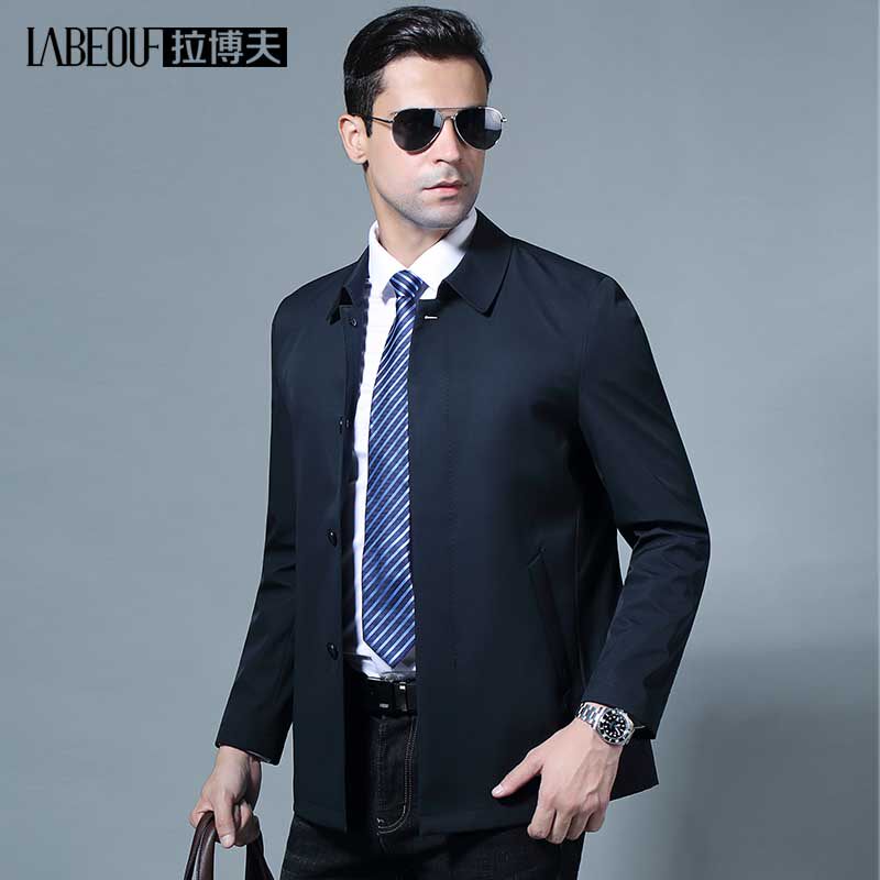 Labov mid-long version of the wind clothes men's new business executive slim fit Inron daddy clothes spring autumn jacket