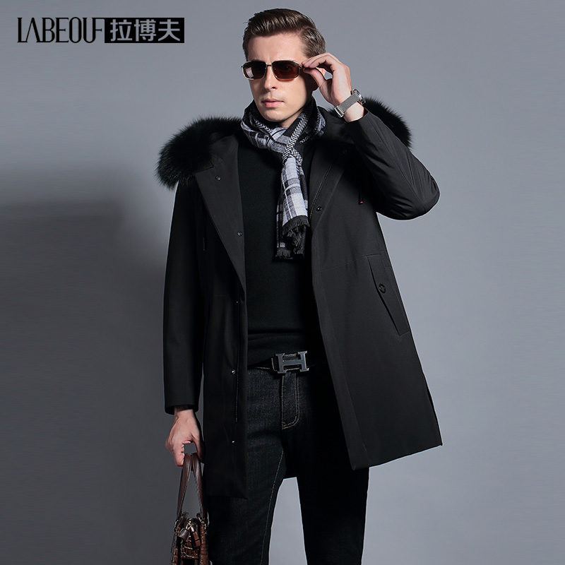 Labov 2020 Winter-style down clothes Men's fox fur collar duck suede midlife thickened and gush warm weaver jacket