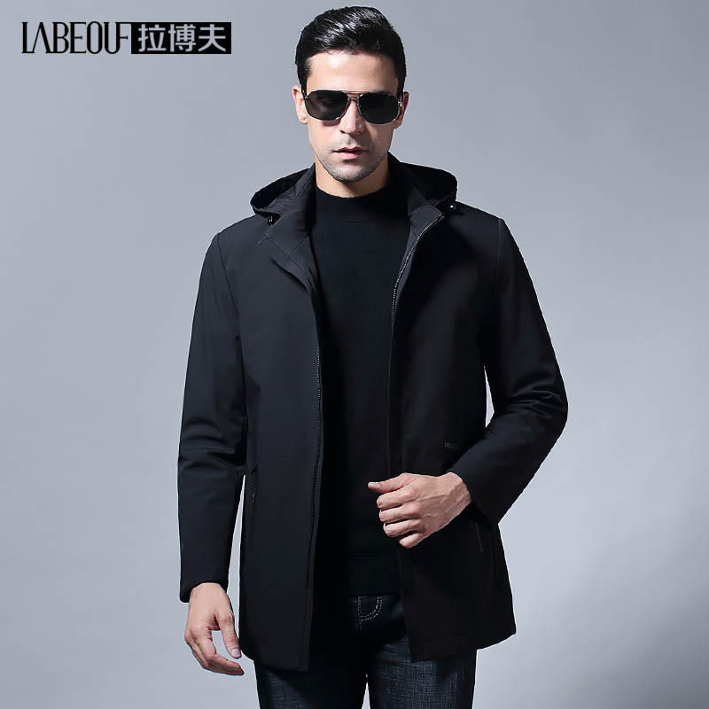 Labov Windjersey Male Inn Wind Slim Middle Aged Light Lavish Jacket With Cap Detachable Autumn Winter style Casual Jacket