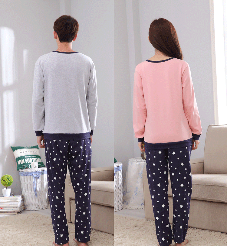 Bộ đồ ngủ đôi mùa thu và mùa đông Đồ ngủ dài tay nữ bằng vải cotton mỏng Bộ đồ ngủ nam phiên bản Hàn Quốc của bộ đồ dịch vụ gia đình cỡ lớn Xia Chunqiu đồ bộ vải đũi