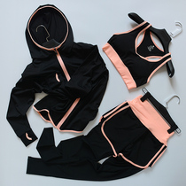 Yoga suit three-piece womens new long sleeve sports suit running clothes slim slim body shockproof bra morning run