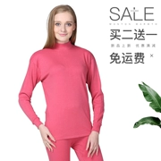 Quần áo cotton mùa thu đơn nữ cổ cao áo sơ mi dòng trung niên áo len cotton màu rắn đồ lót nhiệt đáy quần