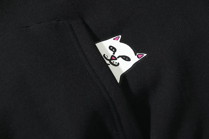 Американский бренд RIPNDIP синий свитер с кошкой-юном, карман, бархатная куртка