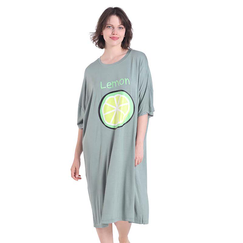 Plus Fat Increase Code Lady's Home Comfort Sleeping Dress Short Sleeve Foreign Dress Medium Long Version Fat Mm Loose Comfort Summer Thin