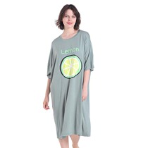 Plus Fat Increase Code Ladys Home Comfort Sleeping Skirt Short Sleeve Dress Mid Length Fat Mm Loose Comfort Summer Thin