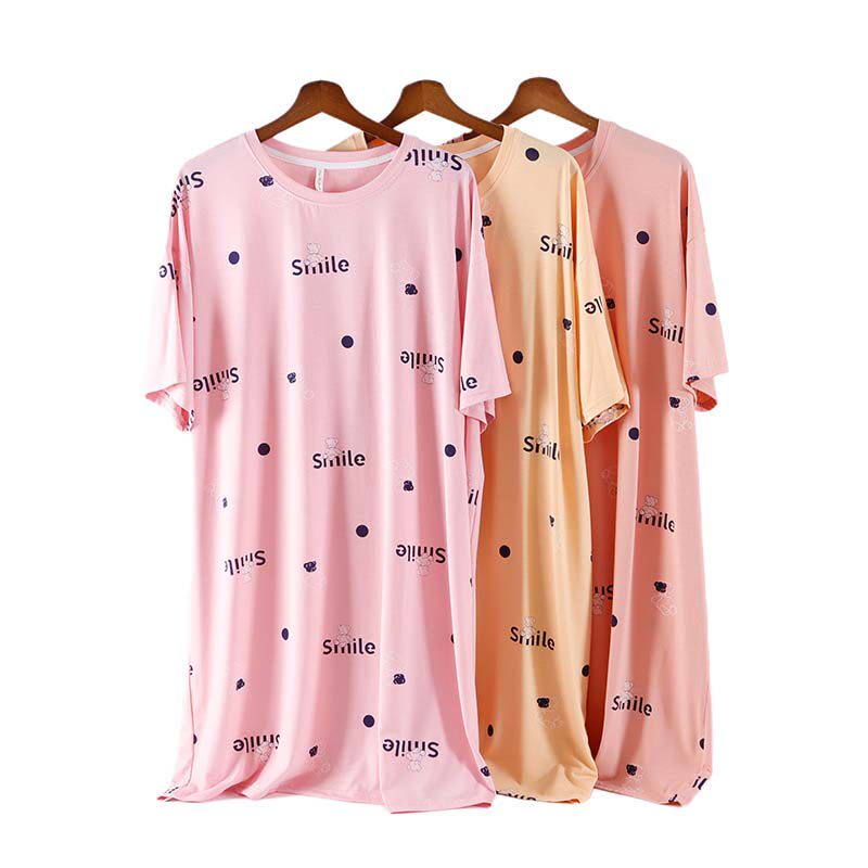 Sleeping Dress Woman Pure Cotton Quality Summer Plus Fertilizer Increase Code Loose Short Sleeve Foreign Dress Home Skirt With Long Dresses Pyjamas