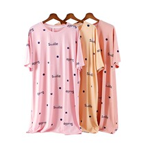Sleeping Dress Woman Pure Cotton Quality Summer Plus Fertilizer Increase Code Loose Short Sleeve Dress Home Dress With Long Dresses Pyjamas Palate Clothing Home
