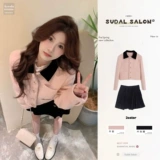 Осеннее бархатное шерстяное пальто, юбка, комплект, в стиле Шанель