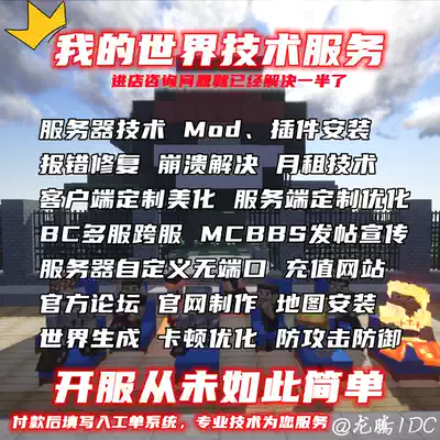 Minecraft我的世界方塊遊戲伺服器端mod插件報錯mc技術服務支持
