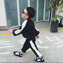 Childrens Fall New Babys Colored Sweater Han - Edition Sports Suite and Pants 2 set