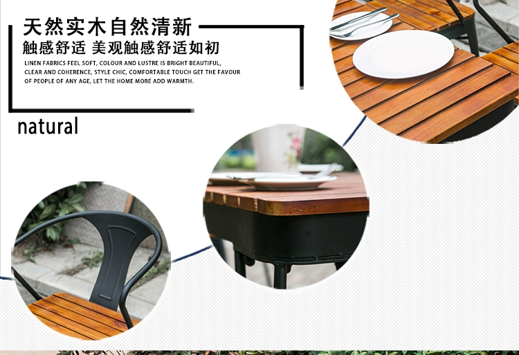 Bàn ngoài trời và ghế thiết lập kết hợp Starbucks cà phê cửa hàng giải trí nội thất sân vườn sân thượng mặt trời ngoài trời chống ăn mòn nhựa bàn gỗ bộ bàn ghế ngoài trời