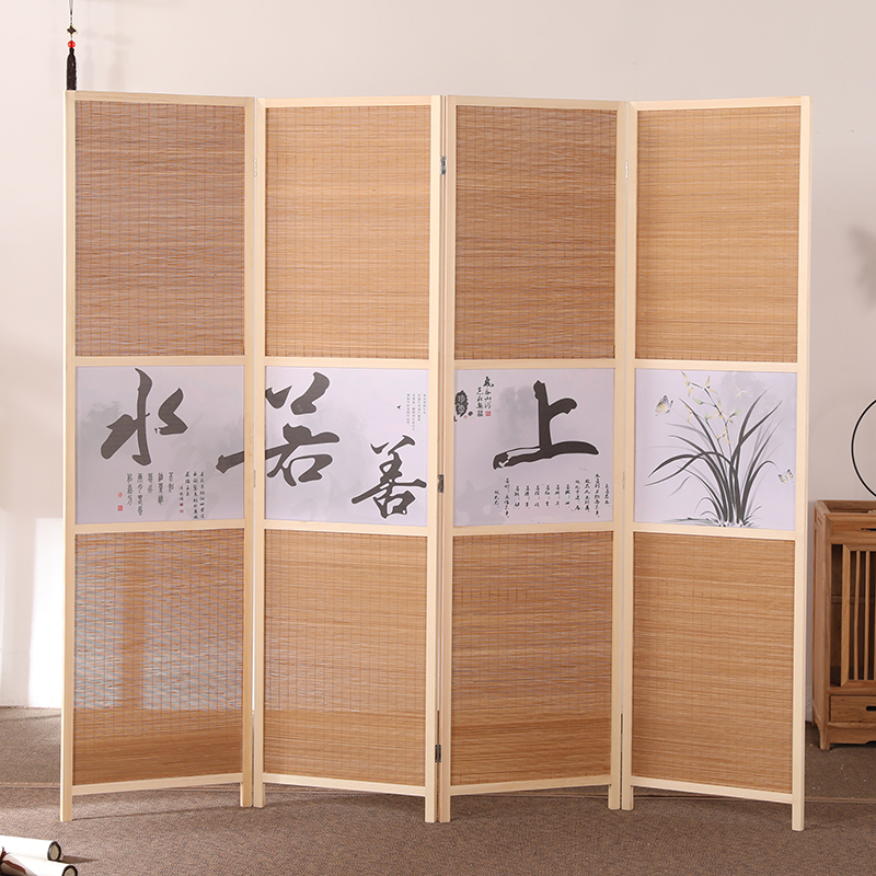 New Chinese-style screen partition living room modern minimalist simple folding mobile folding screen entrance solid wood office screen
