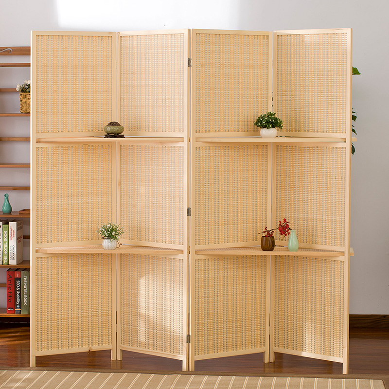 Bamboo woven screen partition folding screen bedroom living room entrance door fashion simple folding office hotel pastoral screen