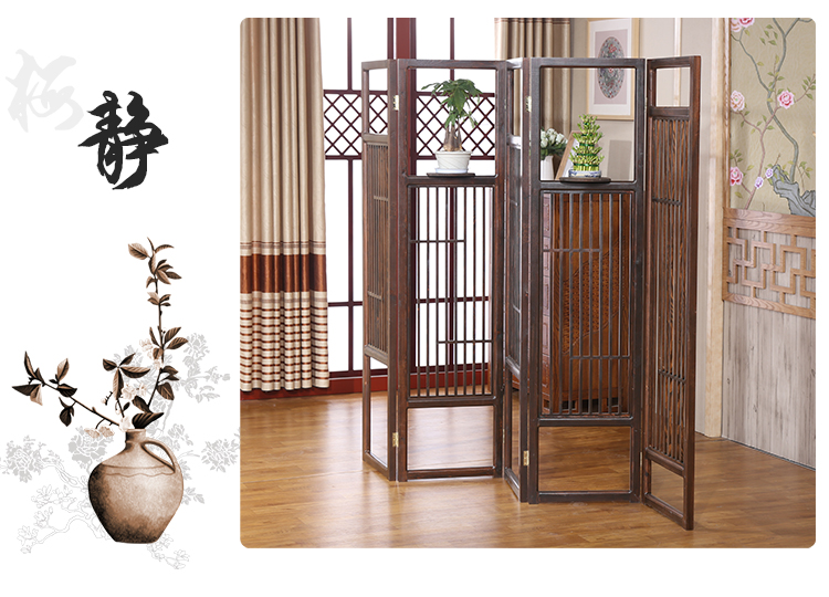 Vách ngăn gỗ rắn màn hình gấp di động màn hình phòng khách retro Trung Quốc vách ngăn văn phòng gỗ rắn đơn giản hiện đại gấp - Màn hình / Cửa sổ vách ngăn bình phong gỗ