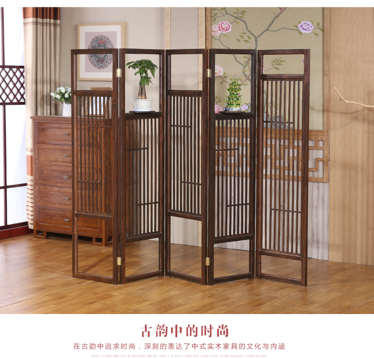 Vách ngăn gỗ rắn màn hình gấp di động màn hình phòng khách retro Trung Quốc vách ngăn văn phòng gỗ rắn đơn giản hiện đại gấp - Màn hình / Cửa sổ vách ngăn bình phong gỗ