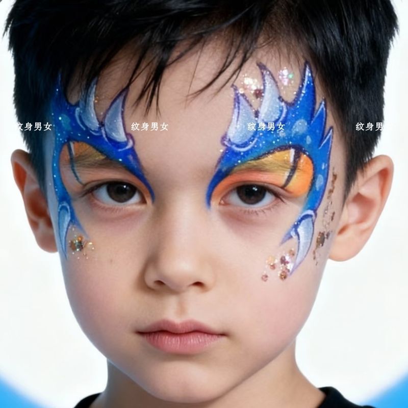 Children's Day Face Dinosaur Tattoo Stickers for Boys, Cartoon Batman, Superman, Fox Costume Stickers, No Painting Required