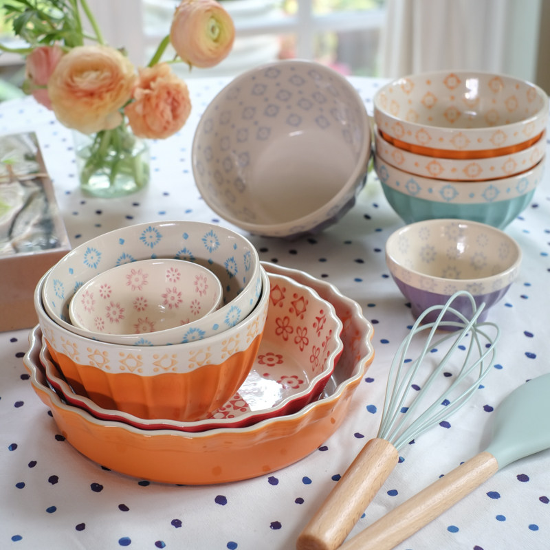 Chinese-style noodle bowls for everyone mix and match European-style pastoral Joyye new ceramic baking pan baking bowl environmental protection underglaze color