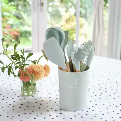 Wooden handle silicone kitchenware new set MISS PEONY spatula soup scoop baking clip scraper oil brush face fishing ins