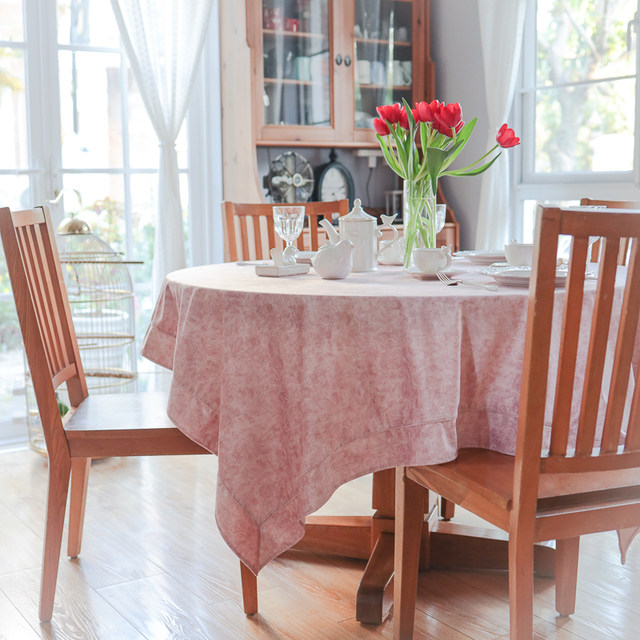ຜ້າປູໂຕະກັນນໍ້າ ແລະກັນນໍ້າ MISSPEONY velvet Nordic American light luxury retro large round table custom long tablecloth