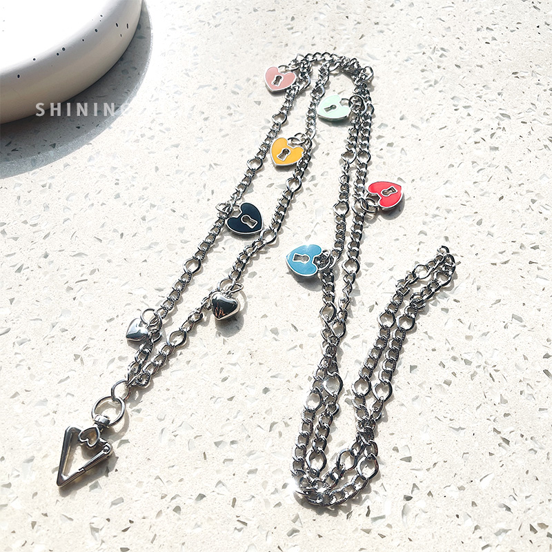 Shininglife mobile phone chain original lock with heart Korean mobile phone inclined satchel chain hanging neck rope phone clip hanging chain-Taobao